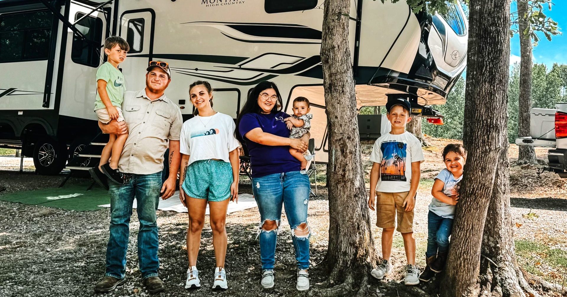 Family with their RV truck